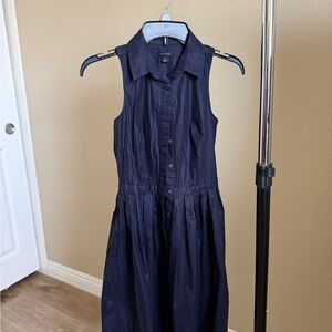 Ann Taylor Blue Pleated Sleeveless Sundress